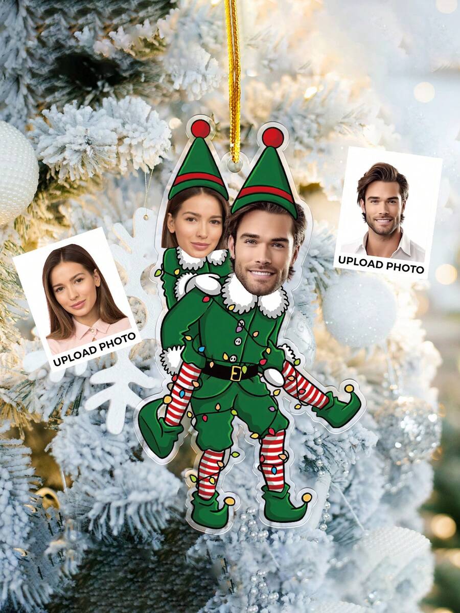 Personalized Funny Elf Photo Decoration, Customized Funny Expression, Gift For Husband And Wife, Christmas, Anniversary, Wedding, Singles Party Photo Gift