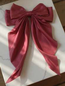 1 件儿童女孩蝴蝶结发夹，儿童深红色蝴蝶结发夹，丝带蝴蝶结发夹，缎带蝴蝶结长尾夹，蝴蝶结派对发饰爪夹，学校用品 - 酒紅色 - 查看 2