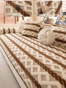 1 pieza Funda de cojín de sofá acolchada y gruesa para otoño/invierno, de color café oscuro, moderna y minimalista, antideslizante, a prueba de polvo y lavable, suave y resistente a la decoloración, protectora para mascotas, ajustable para sofá en forma de L, sofá de 1/2/3/4 plazas, adecuada para dormitorio, oficina y sala de estar