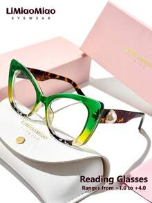 LiMiaoMiao Extra Large Oval Vintage Reading Glasses For Women, Clear Transparent Computer Reading Magnifying Glasses +1.0 To +3.5, With Case And Cloth, Suitable As Holiday Gift - Transparent - View 16