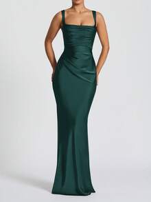 Vestido elegante de Acción de Gracias Vaiaye para mujer, con espalda descubierta, cintura con lazo y falda ajustada. Vestido de satén romántico adecuado para citas, temporada de graduación, fiestas, vacaciones y atuendo de Año Nuevo