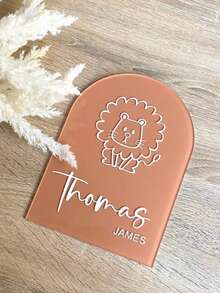 1PC Personalized Baby Name Sign, Modern Nursery Art, Baby Shower & Christening Gift For Girls Boys, Custom Acrylic Nursery Wall Decor For Birth Announcement, Nursery Decor, Door Sign, Custom Kids Teen Announcement Sign, Kids Birth Plaque, Personalized Wooden Birth Name Plaque, Hello World Reveal Photo Props - Multicolor - View 5