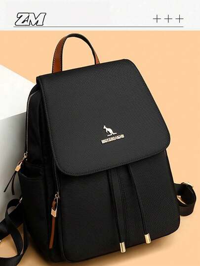 1个复古时尚大容量双拉链经典女士背包，PU材质，带可爱吊坠，母亲节礼物，适合通勤、购物、旅行，有Encore红、酒红、黑色和海军蓝可选，返校必备，旅行必备背包，母亲节惊喜礼物