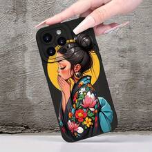 Funda de teléfono móvil con tema de kimono japonés, patrón creativo, simple, único, divertido, genial, moderno, para hombres y mujeres, con textura mate de ojo de ángel para iPhone 16 15 14 13 12 11 XS XR X 7 8 Plus Pro Max Mini, enviar a amigos, familia, novio, novia - Mezcla de colores - Ver 1