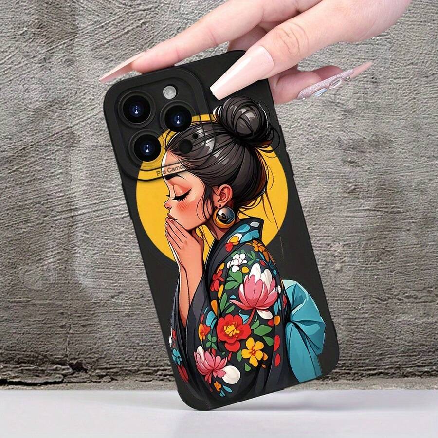 Funda de teléfono móvil con tema de kimono japonés, patrón creativo, simple, único, divertido, genial, moderno, para hombres y mujeres, con textura mate de ojo de ángel para iPhone 16 15 14 13 12 11 XS XR X 7 8 Plus Pro Max Mini, enviar a amigos, familia, novio, novia - Mezcla de colores - Ver 1