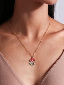 4pcs Minimalist Fashion Santa Claus, Christmas Tree Necklace Set, Suitable For Women's Daily Wear, Reindeer Wreath Choker Necklace