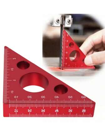 Woodworking Triangle Ruler, High-Precision Right Angle Ruler, Aluminum Alloy 45/90 Degree Scale, Inch/Millimeter Dual Gauge, Rust Proof Design, Lightweight And Durable Structure, Woodworking And Construction Tools