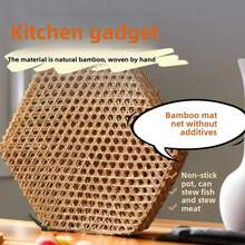 6 st ångkokningsmatta i bambu, non-stick botten i grytan, bambunät för fiskgryta