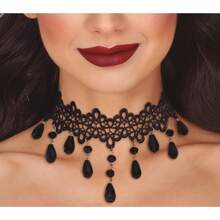 Fiestas Guirca Black Chokers With Stones And Lace For Women And Teenagers, Elegant And Modern Necklaces With Floral And Vintage Designs, Ideal For Parties, Formal Events, And Gothic Or Alternative Looks - Option 5 - View 1