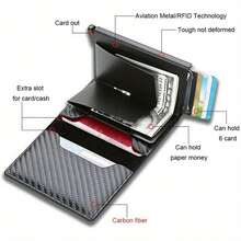 Carteira Masculina, Porta-Cartões RFID, Capa de Cartão de Crédito de Metal Anti-Roubo, Carteira Masculina, Compartimento de Cartão de Crédito de Abertura Automática, Carteira Dobrável Magnética com Três Dobras, Design de Recuperação Rápida de Cartão, Adequado para Uso Comercial e de Lazer, Presente de Ação de Graças e Presente para Família e Idosos. Clipe de Cartão de Liga de Alumínio Durável para Uso Diário, Estilo de Presente da Moda | Estojo de Cartão de Estilo Minimalista | Clipe de Cartão Resistente e Durável