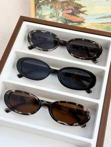 Set de 3 gafas de moda para mujer, elegantes para fiestas en la playa, pasarela, fotografía callejera para vacaciones de verano en la playa, al aire libre, viajes - 3 piezas de té de flor de frijol blanco grisáceo negro - Ver 5