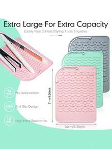 2 Stück Set große hitzebeständige Silikonunterlagen, tragbare Reiseunterlagen, geeignet für Lockenstäbe, Glätteisen, Lockeneisen, Reiseunterlagenboxen, Haarföhn-Styling-Tools, effektiv Hitze isolierend, Klemm-Aufbewahrungstasche, Lockenstab-Aufbewahrungsunterlage, einfach zu transportieren, Haare, Reise, Haarpflege, Haartools, Haarprodukte, Friseur, Friseurzubehör, Friseursalon, Friseurausrüstung