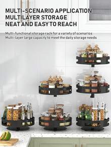 1 pieza Organizador giratorio multiusos - Ahorro de espacio, almacenamiento antideslizante para vajilla, maquillaje y especias en el mostrador de la cocina