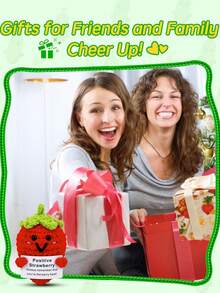 充满正能量的钩针草莓礼物，附赠励志卡片，趣味十足，令人振奋，是送给男士和女士的完美生日礼物或办公桌装饰礼物，也是理想的圣诞礼物。 - 彩色 - 查看 5