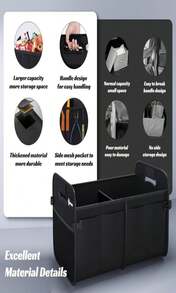 Sposuit Trunk Organizer For Car - 70L Collapsible Car Storage With 11 Pockets &Amp; Reinforced Handles, SUV Trunk Organizers For Grocery Cargo(Black) - ColorA - 查看 6