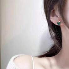 1 Pair Elegant Butterfly Stud Earrings, Minimalist Blue Petite Earrings For Women & Students, Cute And Stylish Ear Jewelry, Perfect For Everyday Wear & Casual Occasions - 綠色 - 查看 2