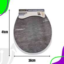Universal White Toilet Seat With Lid - 灰色大理石 - 查看 5