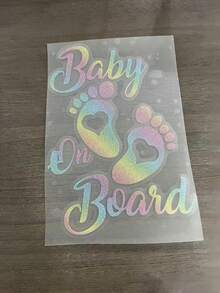 1pc Baby On Board Reflective Footprint Car Sticker, Vinyl Safety Warning Decal For Automotive Window And Bumper, Car Decoration - Multicolor - View 7