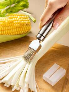 1pc Stainless Steel Green Onion Slicer,Multi-Blade Kitchen Herb Cutter,Professional Scallion Shredding Tool,Scallion Chopper,Stainless Steel Vegetable Slicer,Scallion Slicer, Stainless Steel Scraper,Cutting Tools - Multicolor - View 3