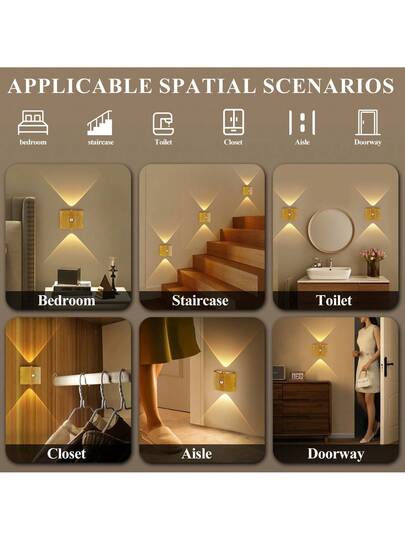 LED Slimme Sensor Night Light, Indoor Motion Wand Lamp, Wireless Battery Powered, Adhesive Rotatable, Portable, Easy To Install, Adjustable Temperature Brightness view 9