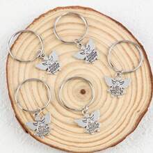 5pcs Angel Keychain Set, Circular Rings With Motivational Cards, Suitable For Bag Decoration, Gift For Family, Friends, Party, Appreciation, Motivation, Christmas, Classroom Rewards, New Year