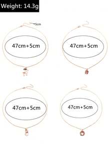 4pcs Minimalist Christmas Reindeer & Snowman Necklace Set, Women Daily Wear Necklace Gift Box Garland Choker
