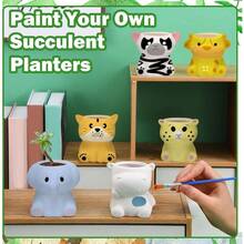 6 Sets Paint Your Own Ceramic Animal Succulent Planters Paintable Animal Ceramic Small Figurines Unpainted Succulent Pots With Drainage Hole Adults - Động vật đáng yêu - Xem 5