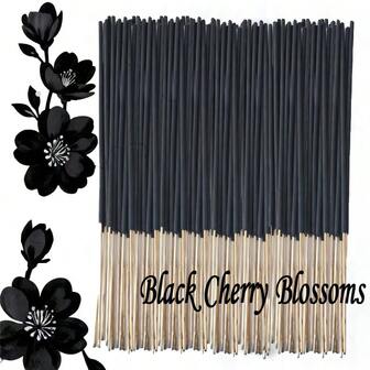 26 piezas/98 piezas/198 piezas Palitos de incienso de flor de cerezo negra natural - Palitos de incienso negro, adecuados para aliviar el cansancio, la meditación, el yoga, el hogar, el estudio, la decoración de oficinas, regalos festivos