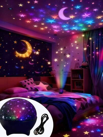 1 pièce Lampe projecteur galaxie LED, modes multicolores, dernière projection d'étoiles et de lune, 8 effets de ciel étoilé et de clair de lune, compact et portable, projecteur de galaxie, veilleuse de chambre, cinéma maison, plafond, décoration cadeau, cadeau de fête, camping, décoration de mariage, lumière d'ambiance romantique, convient pour la décoration de la chambre, cadeau d'anniversaire pour garçons et filles