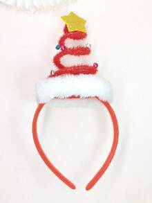 1pc Christmas Tree Shaped Headband With Bells For Girls, Children Christmas Hair Accessories, Suitable For Christmas Party