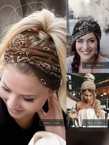 6-Pack Vintage Paisley Pattern Headbands Women's Colorful Headbands Sports Sweatbands Yoga Hair Accessories Bohemian Style (Handmade, A Little Color Difference Is Normal) Women Bandanas Winter Scarf