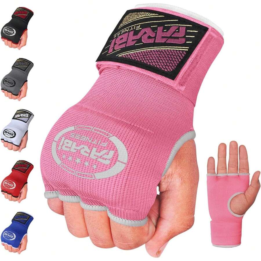 Guantes híbridos para levantamiento de pesas, gimnasio, fitness, entrenamiento, boxeo, artes marciales mixtas, muay thai, gimnasio, entrenamiento, guantes interiores de gel, guantes sin dedos, guantes y guantes de protección para la mano. - Azul / Patchwork - Ver 1