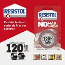 Resistol No Más Clavos Cinta, cinta adhesiva instantánea, cinta doble cara para uso en interiores y exteriores, adhesivo para ensambles, cinta de 19mm x 1,5m, 120 kg - 120 kilos - Ver 4