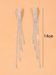 Sparkling Rhinestone Tassel Drop Earrings – Elegant And  Statement Jewelry For Women – Perfect Accessory For Parties, Weddings, And Special Occasions