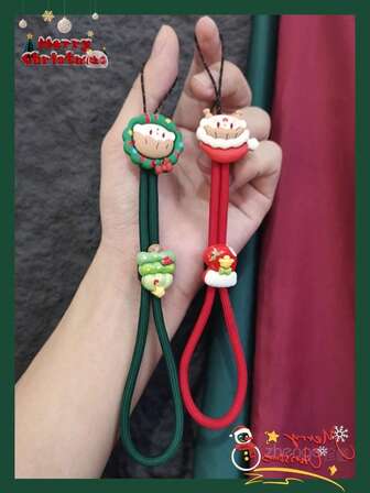1PC Short Double Jewelry Simple Mobile Phone Rope, Santa Claus Gift, Christmas Tree, Suitable For Small Boys And Girls, Mobile Phone