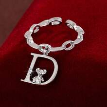1 chiếc nhẫn điều chỉnh được hình gấu hoạt hình leo chữ, đính đá Cubic Zirconia, dành cho nữ. - Nhiều màu - Xem 46