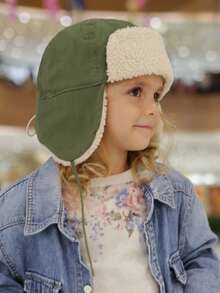1PC Toddler Kids Solid Thermal Lined Ear Flaps Warm Trapper Hat Sporty Outdoor Winter - 1PC - View 3