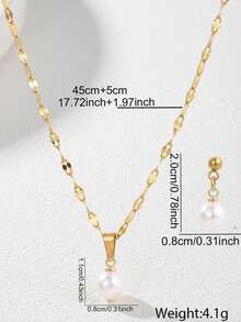 1 Set Elegant And Timeless Stainless Steel Women's Jewelry Set. This Jewelry Set Has A Classic And Luxurious Style, Available In Gold And Silver Colors. The Necklace Features A Delicate Chain And A Round Bead Pendant, While The Earrings Have Round Beads Suspended On A Gold-Tone Component With Secure Earring Backs. Suitable For Daily Wear To Add A Refined Touch. Ideal For Weddings, Anniversaries, And All Seasons.