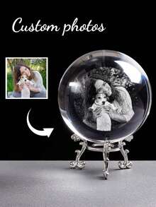 1pc Customized Photo Crystal Ball, Personalized Laser Engraved Crystal Glass Photo Sphere, 3D Crystal Gift, Engraved Photo Crystal Ornament, Unique Personalized Memento For Couples, Family, Friends, Distinctive Holiday Decor, Creative Christmas Gift, Customized Photo Display Sphere, Trending 2025 Gift, Personalized Desktop Decor - Multicolor - View 9