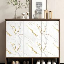 1 件奢华白色背景大理石图案自粘壁纸适用于电视墙、客厅、卧室、现代简约风格 3D 立体墙面装饰自粘家居墙面装饰、装修贴纸可撕墙板、墙纸、壁纸墙贴房间装饰 - 白金 - 查看 14