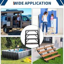 Wohnmobil-Stufen, 4-stufige Wohnmobil-Treppe, 299 kg Tragkraft, Verdickter Kohlenstoffstahl, mit Handlauf, rutschfeste Stufen für Sicheres EIN- und Aussteigen, Geeignet für Wohnmobil, Anhänger