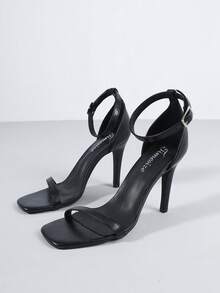 Timesize Giày cao gót đen cho nữ, Giày dự tiệc cưới công sở trang trọng, Giày cao gót siêu mỏng, Hàng mới về - màu đen - Xem 5