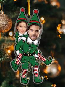 Personalized Funny Elf Photo Decoration, Customized Funny Expression, Gift For Husband And Wife, Christmas, Anniversary, Wedding, Singles Party Photo Gift - Multicolor - View 4