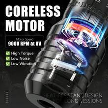 1 Set Wireless Tattoo Maschine Kit mit 20 Stücke gemischten Nadeln, Tinte, einstellbar 2,0-4,2 mm Hübe, Tattoo Stift Stromversorgung Pistole für Permanent Make-up für Künstler, "Kiss of Dragon" - Schwarz - Übersicht 5