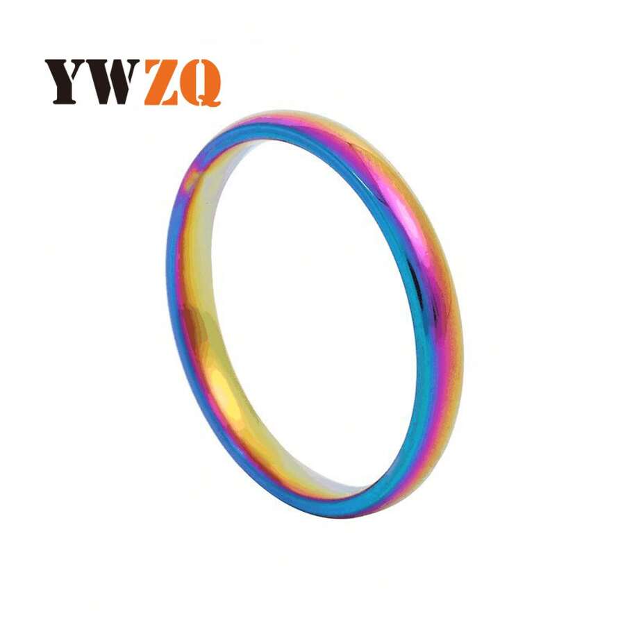 Cross-Border Stainless Steel Jewelry 2mm Inner And Outer Arc Spherical Simple Smooth Titanium Steel Ring Couple Ring - 5mm Black - View 1