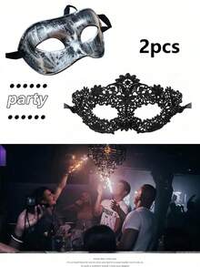 1 件/2 件情侣蕾丝塑料威尼斯化妆舞会狂欢节万圣节面具 - 适合派对、优雅聚会、万圣节、狂欢节、情人节，保持伴侣之间的神秘感 - 彩色 - 查看 14
