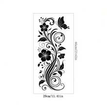 1 Conjunto Adesivos de Parede com Floral Preto, Vinha e Borboleta, Decoração para Sala de Estar, Quarto