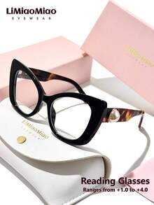 LiMiaoMiao Extra Large Oval Vintage Reading Glasses For Women, Clear Transparent Computer Reading Magnifying Glasses +1.0 To +3.5, With Case And Cloth, Suitable As Holiday Gift - Transparent - View 31
