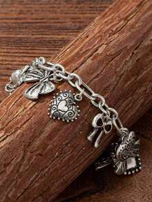 1PC Silver Metal Beach-Themed Chain Pendant Bracelet For Men & Women – Featuring Turtle, Starfish, Shell, Seahorse & Dolphin Charms, Fashionable Personalized Jewelry, Perfect For Beach Parties, Casual Wear & Summer Vacations - Silver - View 6