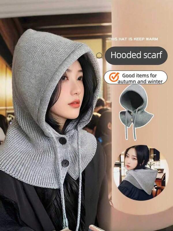 1pc - Korean Balaclava Hat For Children's Winter Warmth, Hoodie With Neck, Couple's Ear Protection, Knitted Hat, Christmas Decoration Gift